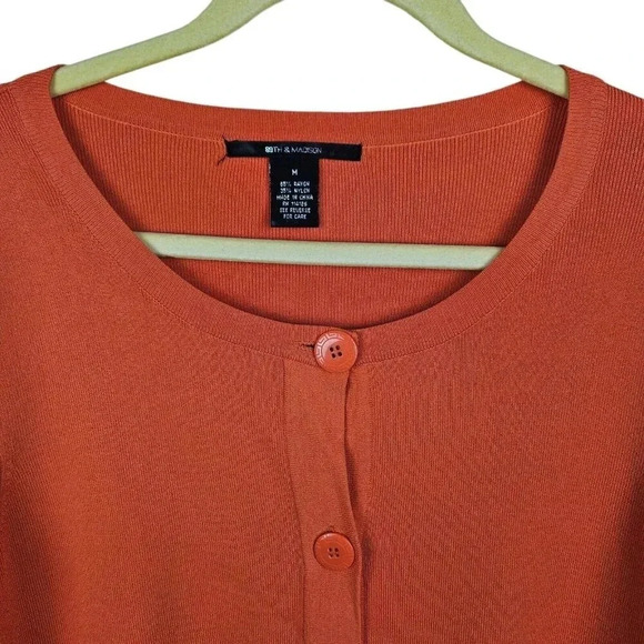 89th & Madison Rayon Nylon Button-Down Cardigan 3/4 Sleeve Size Medium - Picture 2 of 10